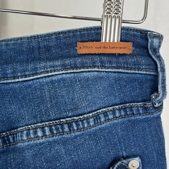 PILCRO Anthropologie Step Hem Skinny Ankle Jeans Mid Rise 5 Pocket Blue EST S - Picture 8 of 10